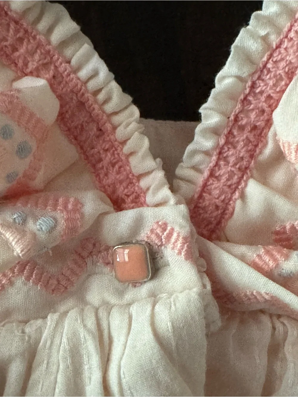 Piper & Posie White & Light Pink Ruffled Dress Set. Size 3-6M
